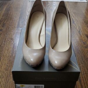 Enzo Angiolini Nude Heels with Snakeskin Detail